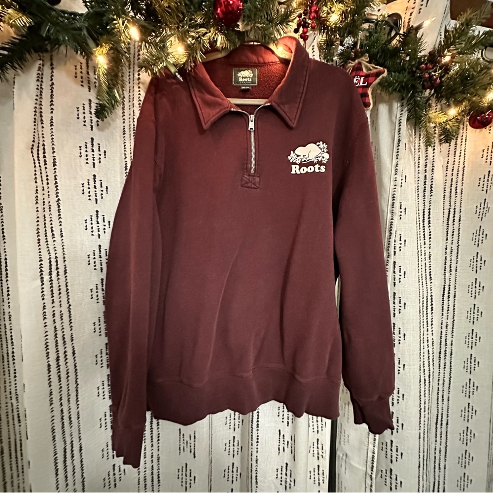 Roots Deep Red Zip-Up Fleece